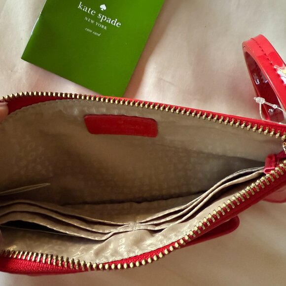 Red Kate Spade Patent Leather Dot Pattern Wristlet - Picture 4 of 4